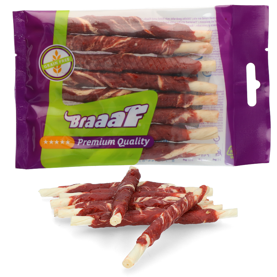 Braaaf Rollsticks 12 cm beef and fish