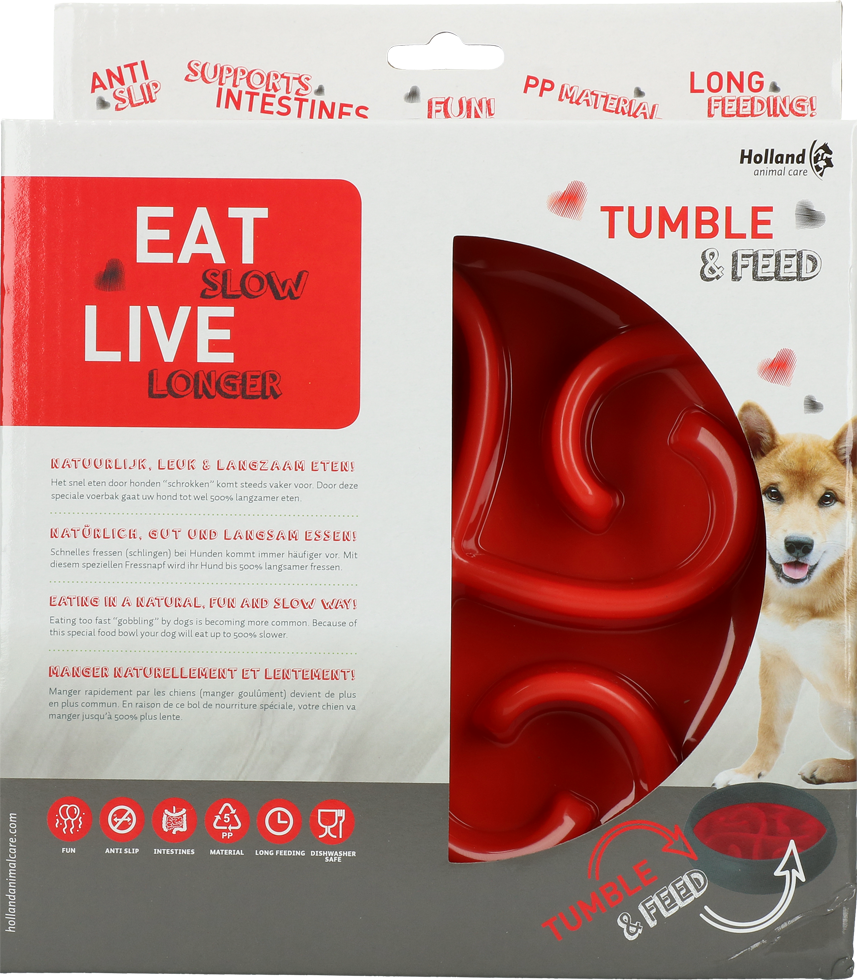 Eat Slow Live Longer Tumble Feeder Red