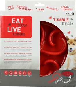 Eat Slow Live Longer Tumble Feeder Red