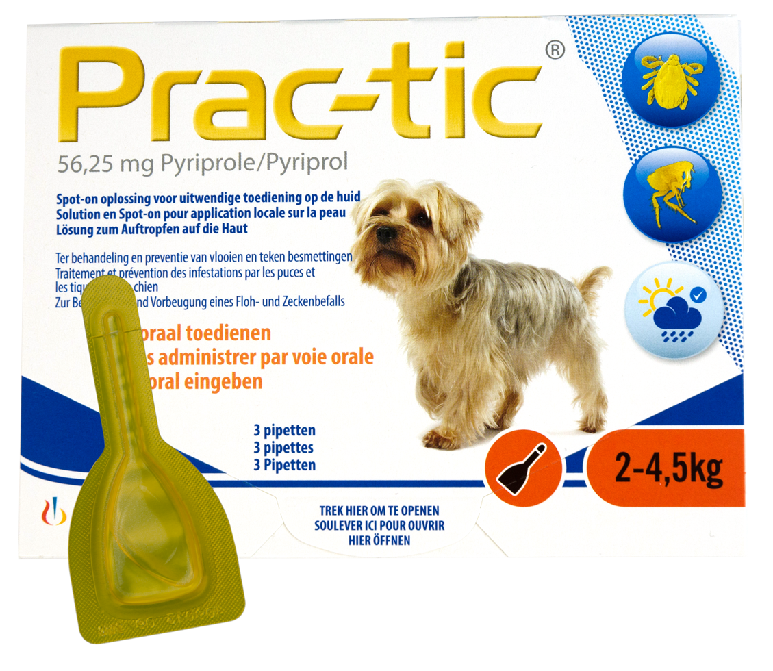 Prac-Tic 56,25 mg Teek&amp;Vlo (2-4,5 kg) 3 pipet