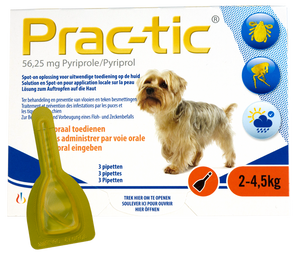 Prac-Tic 56,25 mg Teek&amp;Vlo (2-4,5 kg) 3 pipet