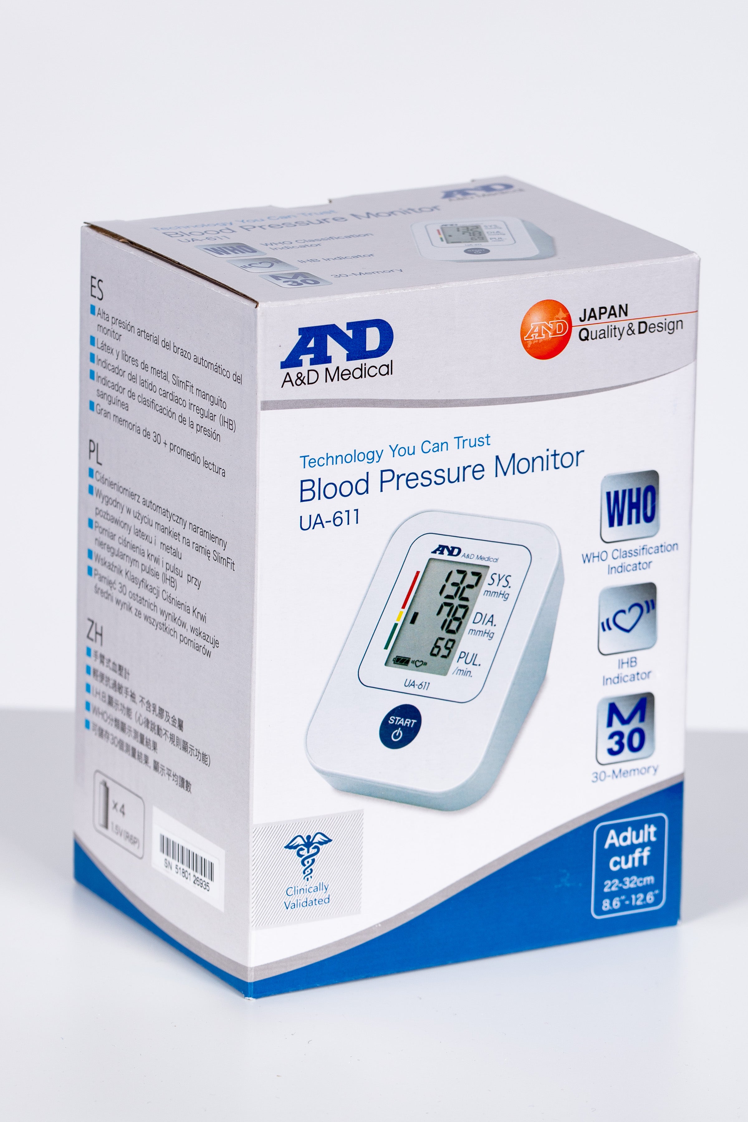 A&D UA-611 - Bloeddrukmeter - Bovenarm - 22-32cm
