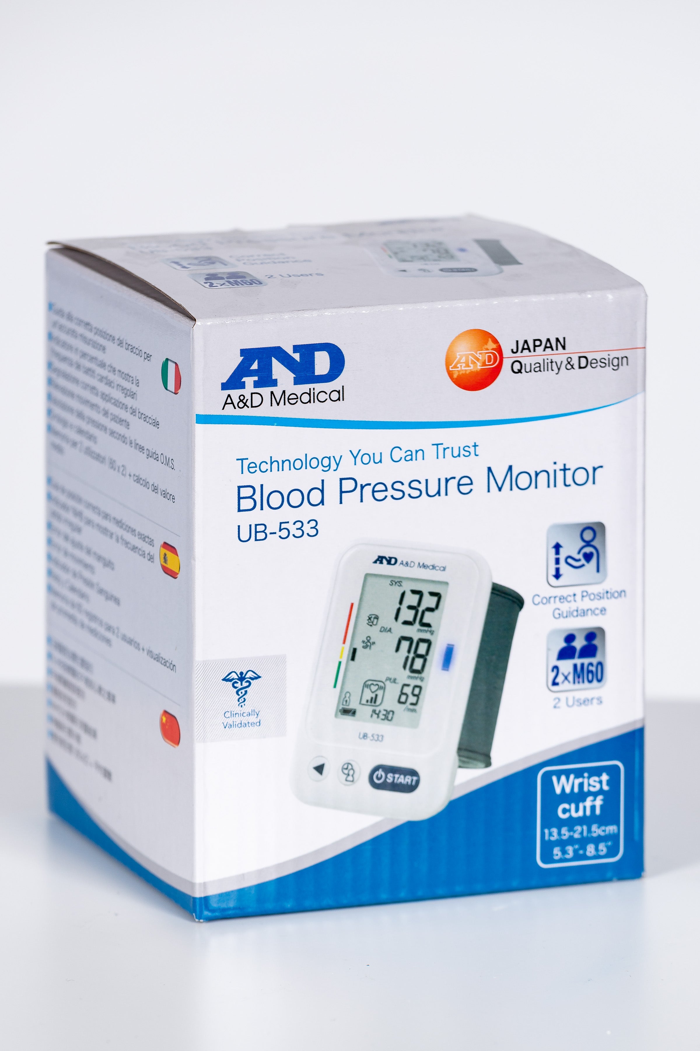 A&D UB-533 - Bloeddrukmeter pols - 2 x 60 geheugenplaatsen