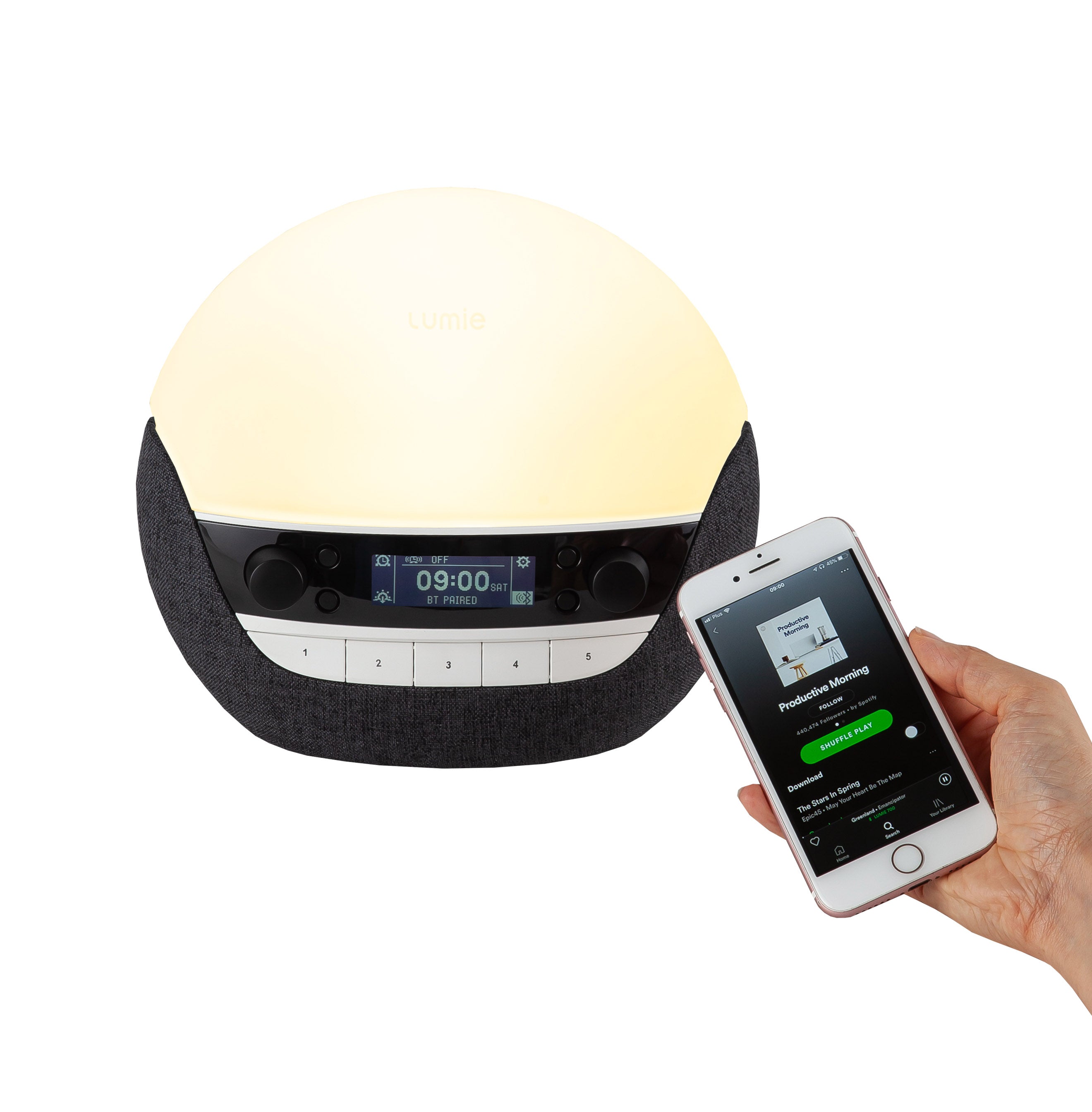 Lumie Bodyclock Luxe 750DAB - Wake-up light - USB/DAB+/Bluetooth - Antraciet