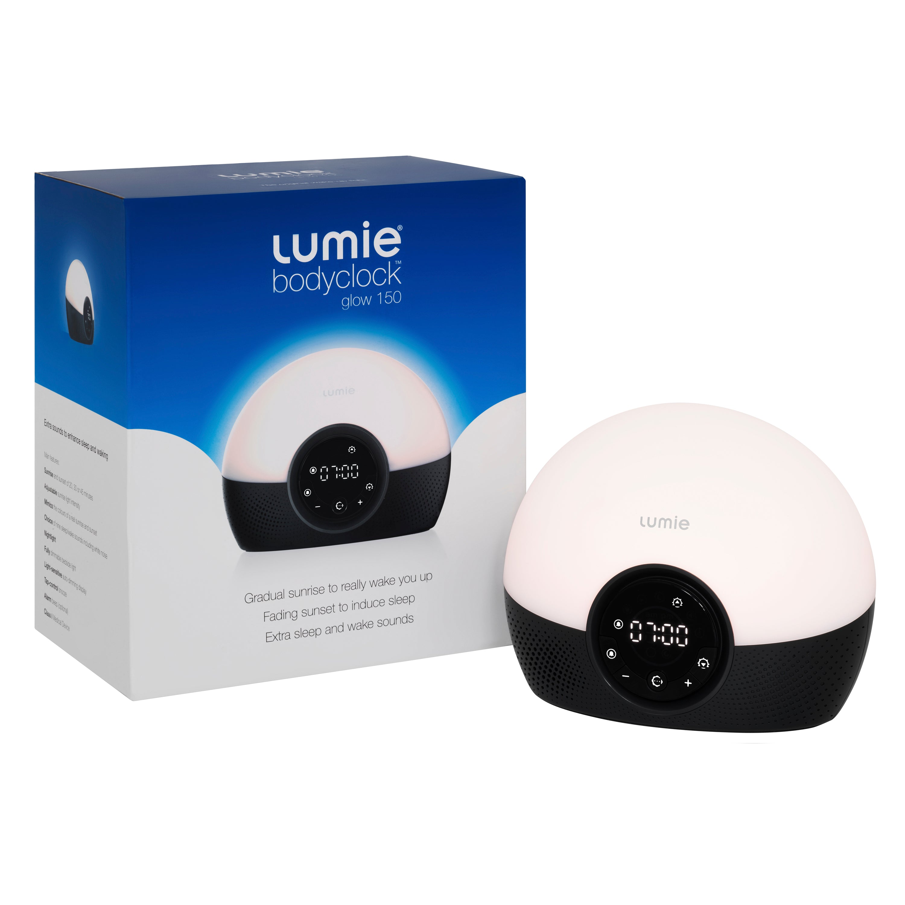 Lumie Bodyclock Glow 150 - Wake-up light - 10 wekgeluiden - Zwart