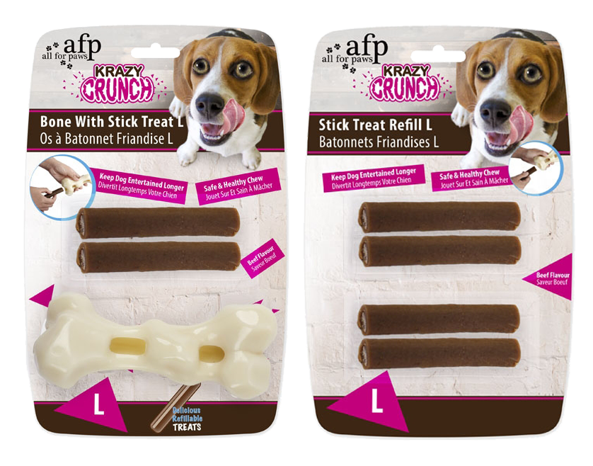 AFP Krazy Crunch-Bone with Stick treat L bone with 2 treats