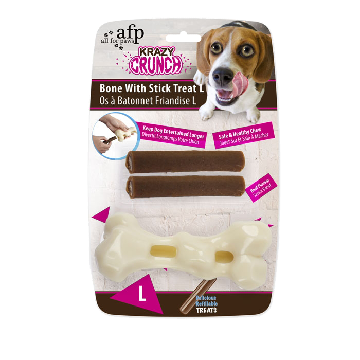 AFP Krazy Crunch-Bone with Stick treat L bone with 2 treats