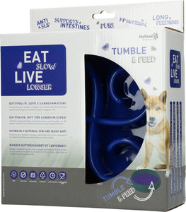 Eat Slow Live Longer Tumble Feeder Blue