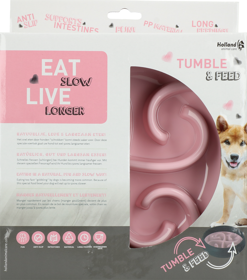 Eat Slow Live Longer Tumble Feeder Pink