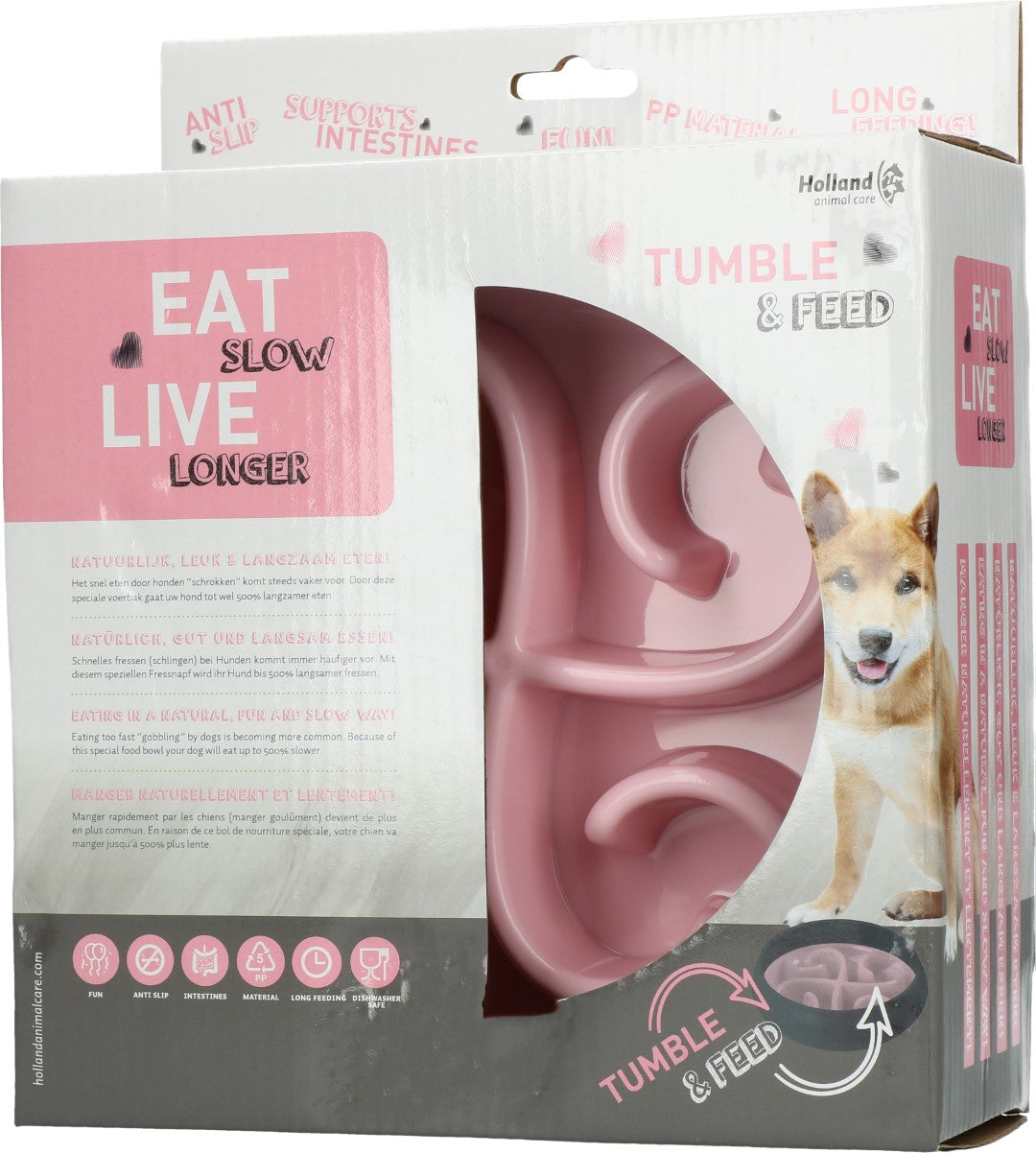 Eat Slow Live Longer Tumble Feeder Pink