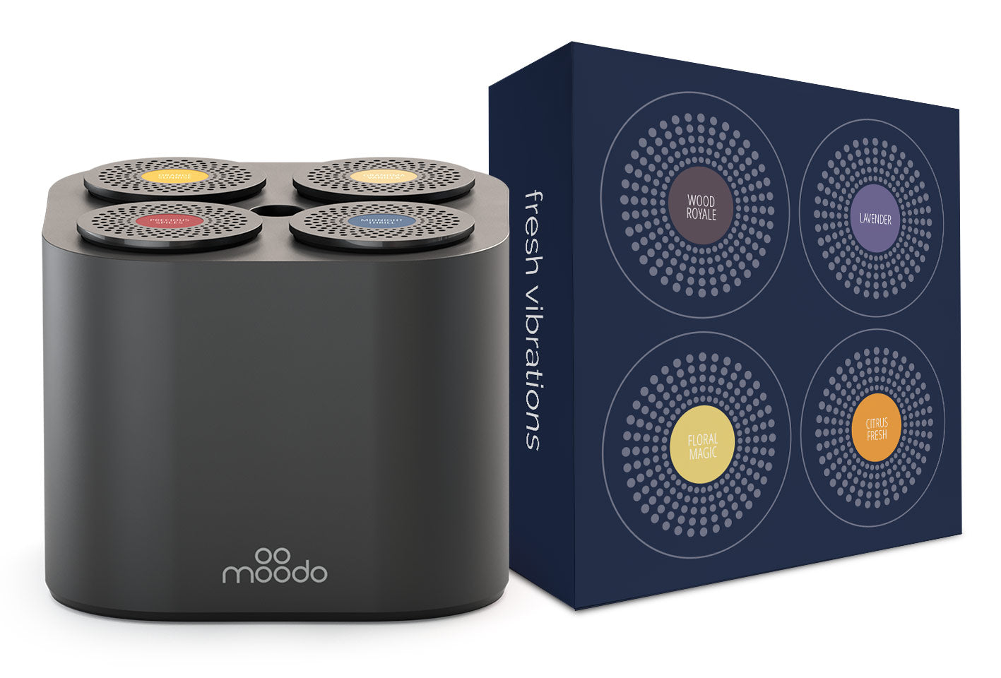 Moodo Smart aroma diffuser zwart met stekker incl capsule set - o2health