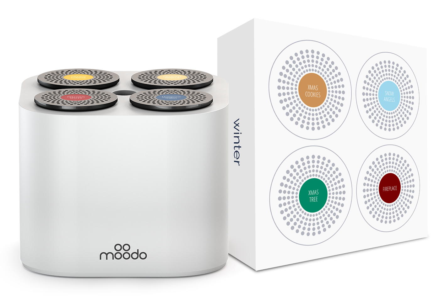 Moodo Smart aroma diffuser wit met batterij incl capsule set - o2health