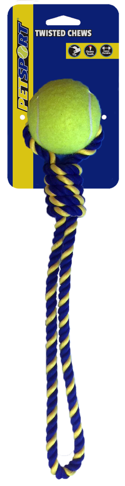Knotted Cotton Rope Tug 38 cm with Tuff Ball (6cm)